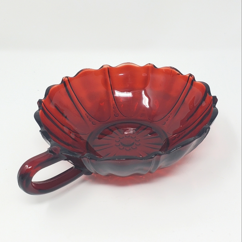 VTG Anchor Hocking Ruby Red Oyster and Pearl Nappy Dish